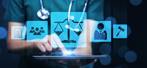 medico-legal concept and icons